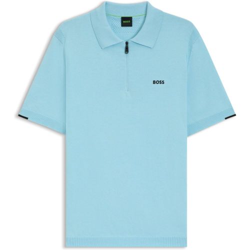 Pull à encolure polo zippée en coton - Boss - Modalova