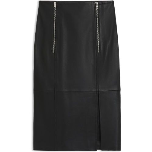 Jupe crayon en cuir avec deux fermetures éclair sur le devant - HUGO - Modalova