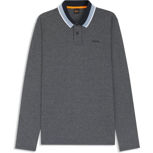 Polo en piqué de coton avec col à rayures - Boss - Modalova