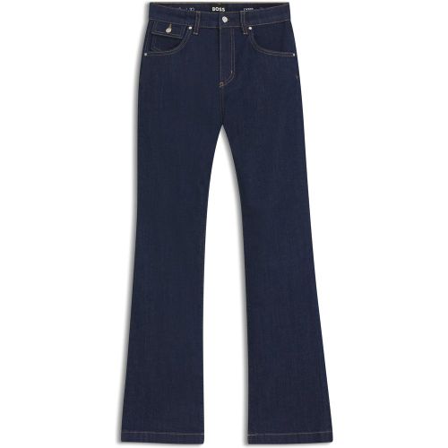 Jean Bootcut en denim stretch bleu avec poche ticket - Boss - Modalova