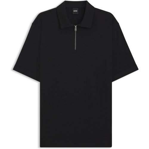 Polo en tissage piqué avec encolure zippée - Boss - Modalova