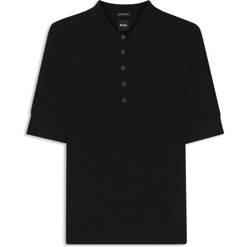 Pull polo en laine mérinos avec patte de boutonnage à 5 boutons - Boss - Modalova