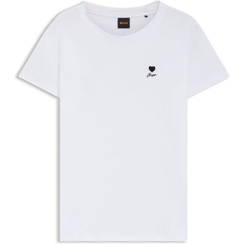 T-shirt en jersey de coton avec motif sur la poitrine - Boss - Modalova