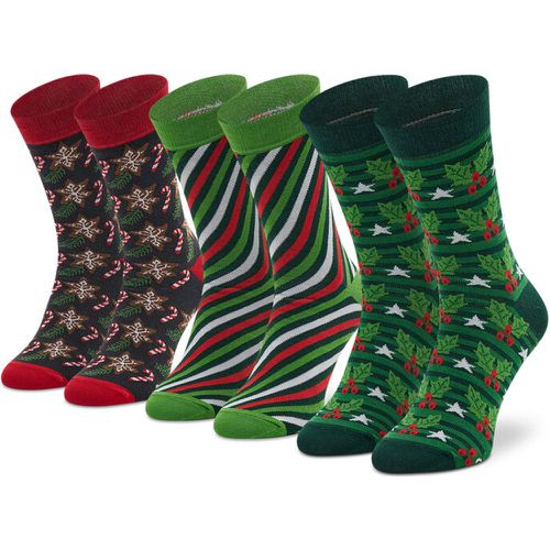 Set di 3 paia di calzini lunghi unisex - Xmas Socks Box Stripes Pak 3 Verde - Rainbow Socks - Modalova