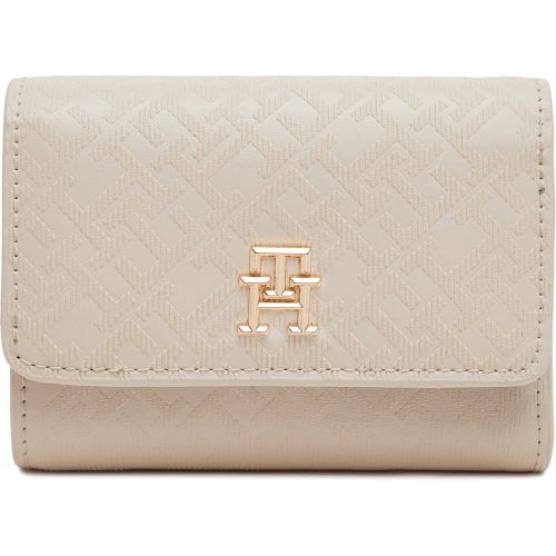 Portafoglio grande da donna Th Distinct Trifold Wallet Mono AW0AW17257 Écru - Tommy Hilfiger - Modalova