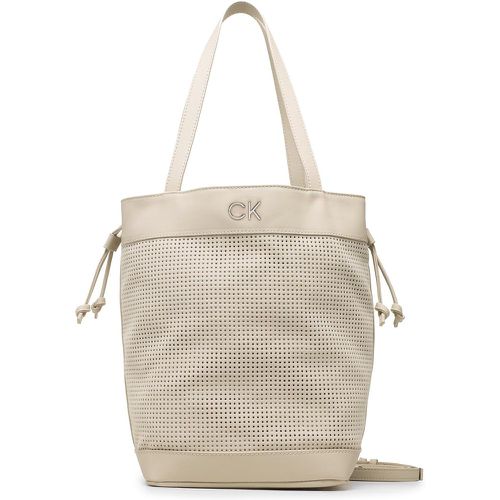 Borsetta Re-Lock Drawstring Bag Perf K60K610635 Écru - Calvin Klein - Modalova