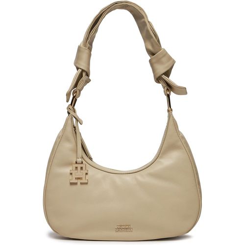 Borsetta Pushlock Leather Hobo AW0AW16073 Écru - Tommy Hilfiger - Modalova