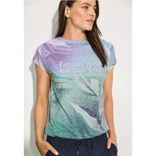 Burn-Out T-Shirt mit Print - cecil - Modalova