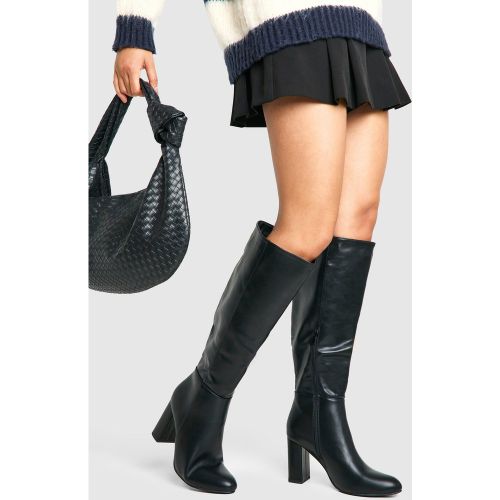 Botas Por La Rodilla Sin Cierre De Holgura Ancha Con Tacón Grueso - boohoo - Modalova