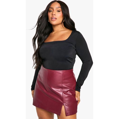 Gonna-pantaloncino Plus Size in PU con spacco sul fondo - boohoo - Modalova