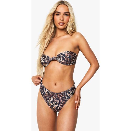 Braguita De Biquini Essentials De Tiro Alto Con Estampado De Leopardo - boohoo - Modalova