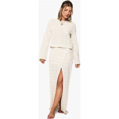 Falda Maxi Para La Playa De Punto En Zigzag - boohoo - Modalova