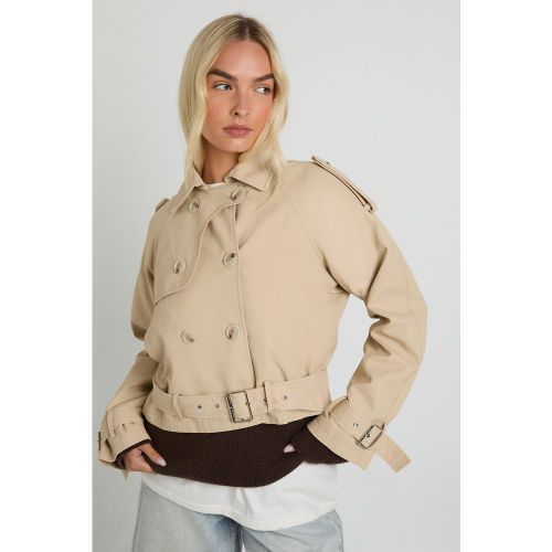 Belted Short Trench, Beige - boohoo - Modalova
