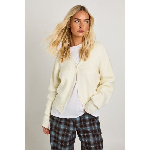 Premium Rib Button Through Knitted Cardigan - boohoo - Modalova