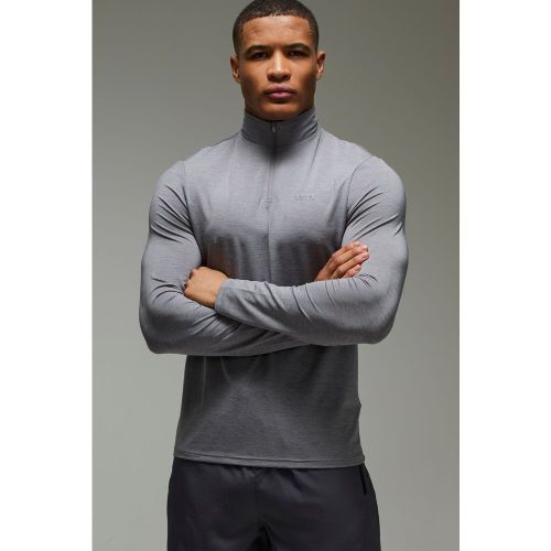 Top de sport à col zippé et respirant - MAN Active - S - Boohooman - Modalova