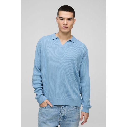 Polo Oversize De Punto Y Canalé Con Solapas - boohoo - Modalova