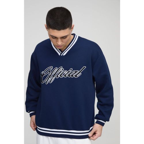 Sweat oversize universitaire à écussons homme - XS - Boohooman - Modalova