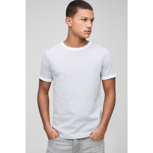 T-shirt à col contrastant et broderie - MAN - S - Boohooman - Modalova