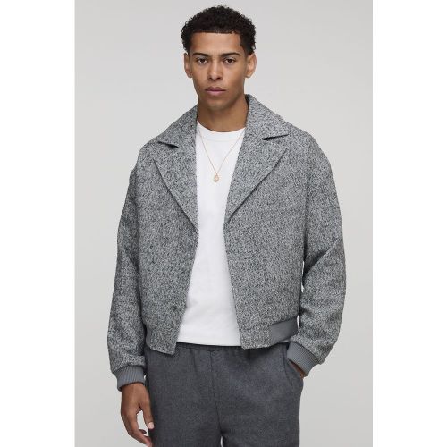 Boxy Fit Textured Lapel Bomber Jacket - boohoo - Modalova