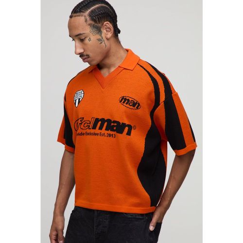 Polo oversize en maille à motif jacquard - S - Boohooman - Modalova