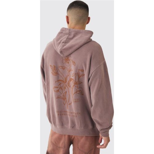 Sweat à capuche oversize délavé fleuri - S - Boohooman - Modalova