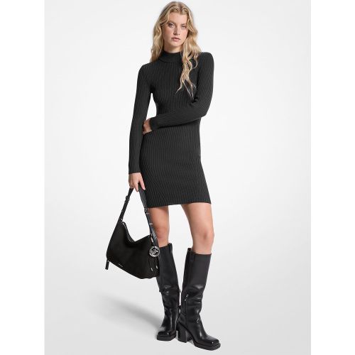 MK Robe côtelée à col cheminée en laine extensible - Michael Kors - MICHAEL Michael Kors - Modalova