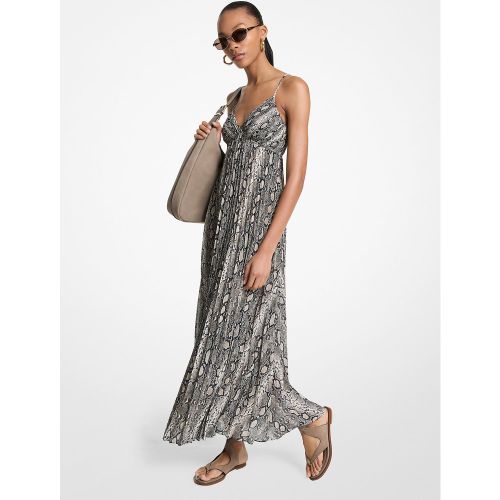 MK Robe longue plissée en crêpe georgette à imprimé serpent - Michael Kors - MICHAEL Michael Kors - Modalova