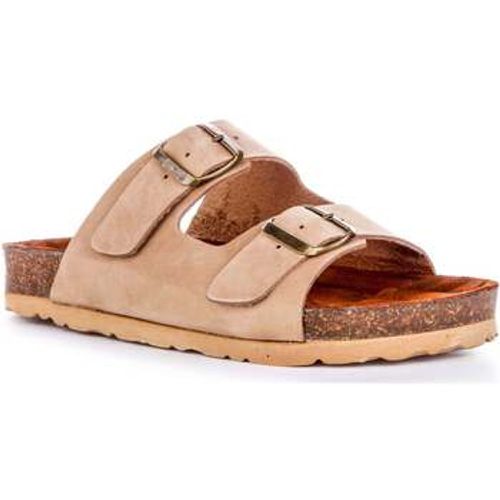 Justinreess Womens 2 Buckle Footbed Soft Beige Leather Sandals women's Sandals in - Justinreess England - Modalova