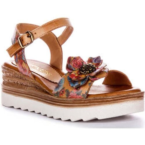 Justinreess Womens Open Toe Wedge Flower Tan Leather Sandals women's Sandals in - Justinreess England - Modalova