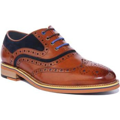 Bryan Lace up Brogues Leather Navy Suede men's Loafers / Casual Shoes in - Justinreess England - Modalova