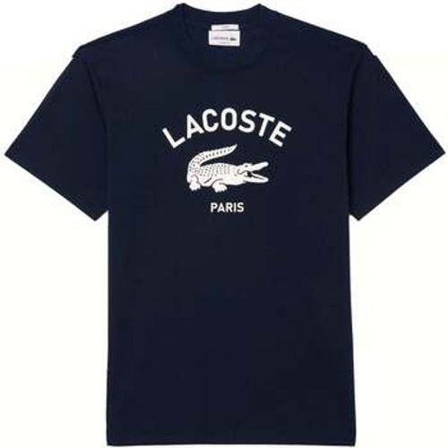 Signature Print Cotton T-Shirt Midnight men's in - Lacoste - Modalova