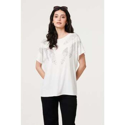 Sparkly Feather Print Relaxed T-Shirt women's T shirt in - Izabel London - Modalova
