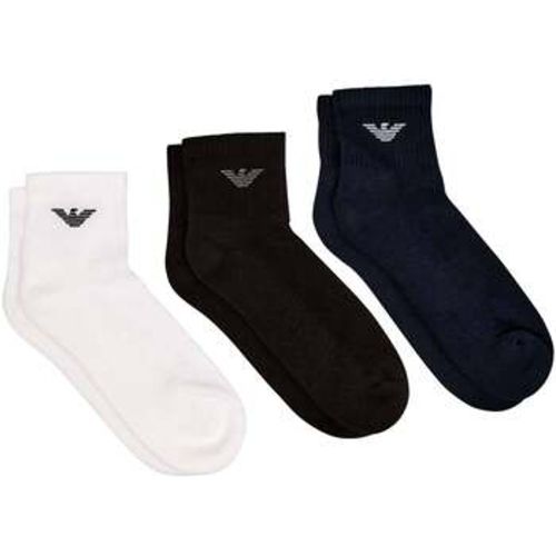 Pack Ribbed Eagle Logo Socks /White/Navy men's Socks in - Emporio Armani - Modalova