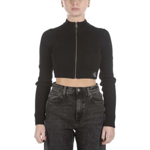 Sweatshirt Maglione Calvin Klein Badge Cropped Zip Nero - Ck Jeans - Modalova