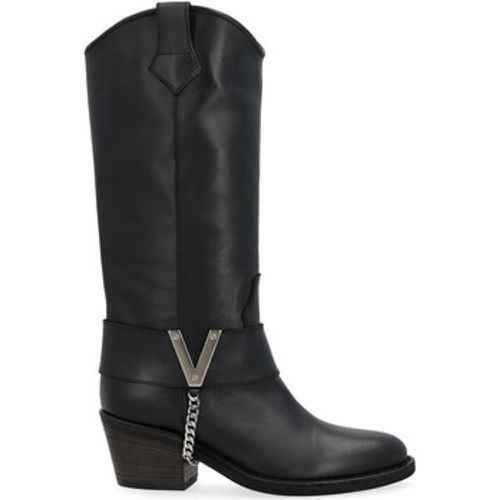 Damenstiefel Texanischer Stiefel schwarz mit silbernem V - Via Roma 15 - Modalova