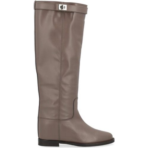 Damenstiefel Stiefel taupe mit silbernem Vorhängeschloss - Via Roma 15 - Modalova