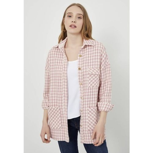 Jacken Pink Cream Tweed Fabric Oversize Shirt Jacket - Just Like You - Modalova