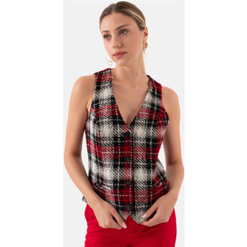 Anzugssakko Red Black Plaid Front Buttoned Lined Women's Vest - Just Like You - Modalova