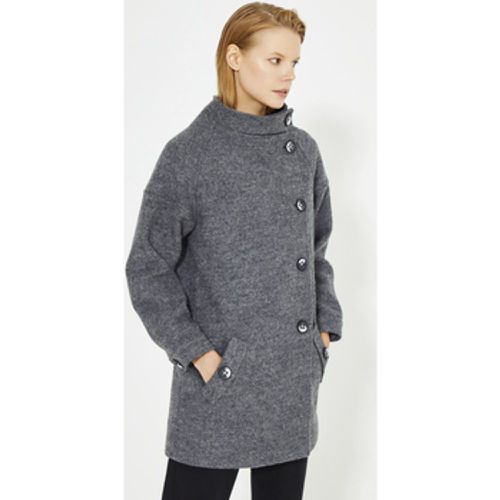 Damenmantel Anthracite Front Button Detailed Side Pocket Women'Coat - Just Like You - Modalova