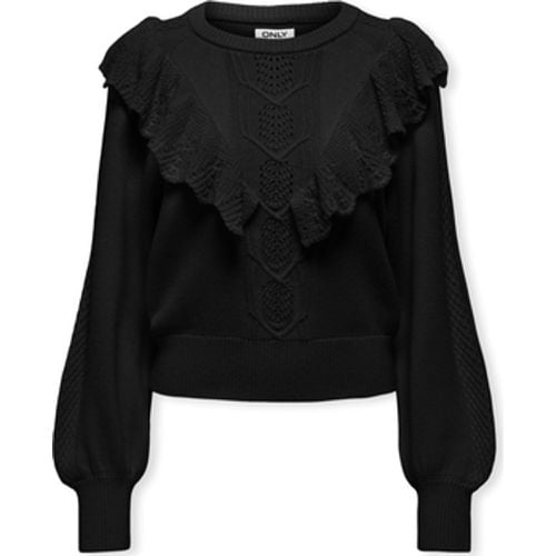 Pullover Cherry LS Ruffle Knit - Black - Only - Modalova