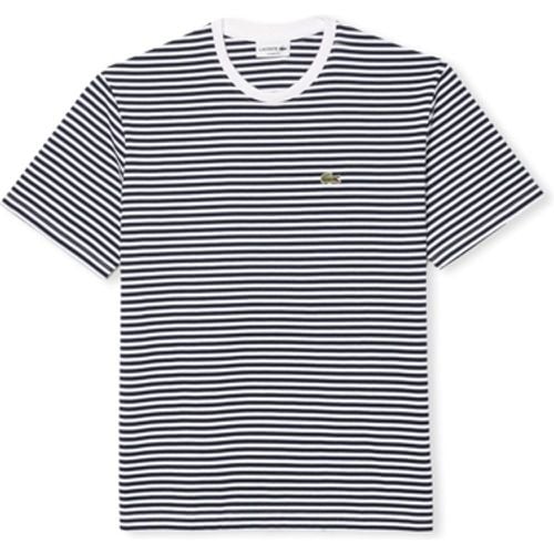 T-Shirts & Poloshirts T-Shirt Heavy Cotton Striped - Blanc/Bleu Marine - Lacoste - Modalova