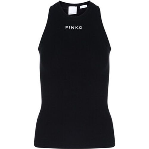 Blusen Tanktop schwarz gerippt mit Logo vorne - pinko - Modalova