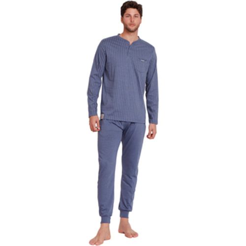 Pyjamas/ Nachthemden Pyjama Hausanzug Hose Polo Langarm Blue Premium - Admas - Modalova