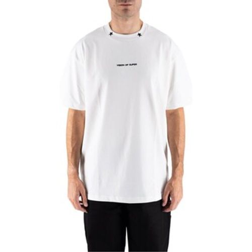 T-Shirt Offwhite T-Shirt mit gestickten Sternen am Hals und Patch a - Vision Of Super - Modalova