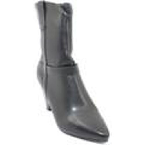 Tronchetti Camperos donna neri con tacco western in pelle liscia con rifin - Malu Shoes - Modalova