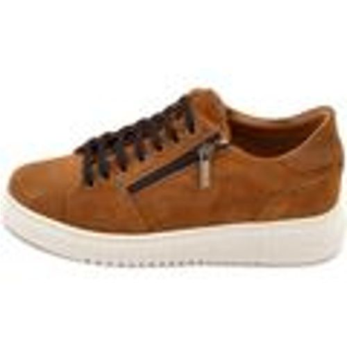 Sneakers Sneakers uomo bassa vera pelle scamosciata cuoio con zip fondo - Malu Shoes - Modalova