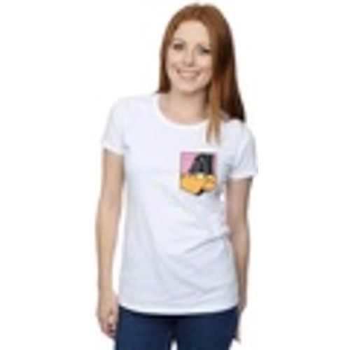 T-shirts a maniche lunghe Daffy Duck Face Faux Pocket - Dessins Animés - Modalova