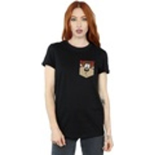 T-shirts a maniche lunghe Tasmanian Devil Face Faux Pocket - Dessins Animés - Modalova