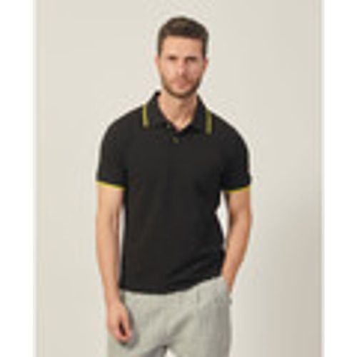 T-shirt & Polo Polo nera in cotone con righino a contrasto - Yes Zee - Modalova
