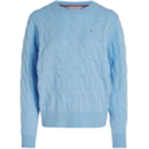 Maglione Pullover a maglia intrecciata in pura lana azzurro - Tommy Hilfiger - Modalova